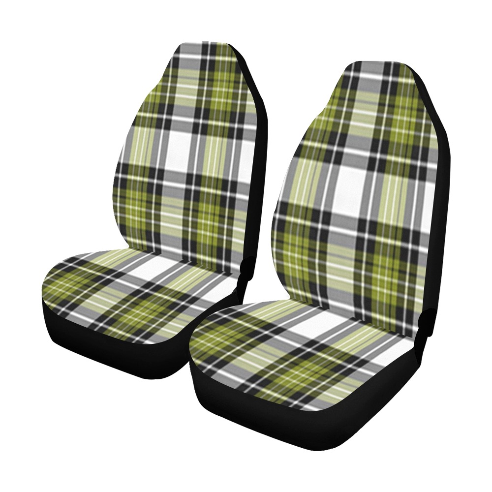 Olive Green Black Plaid Car Seat Covers (Set of 2)