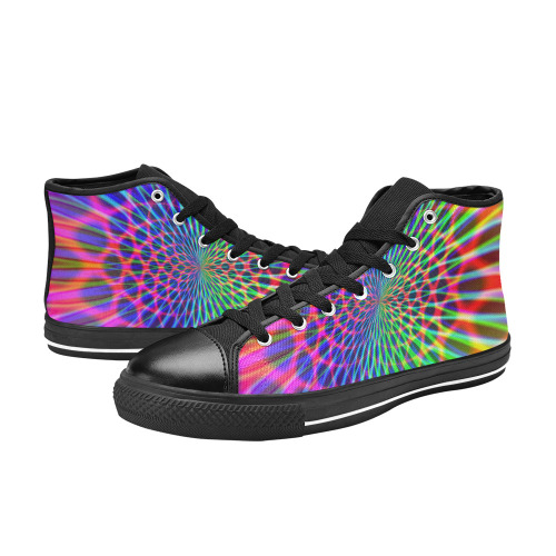 Abstract Rainbow Men’s Classic High Top Canvas Shoes (Model 017)
