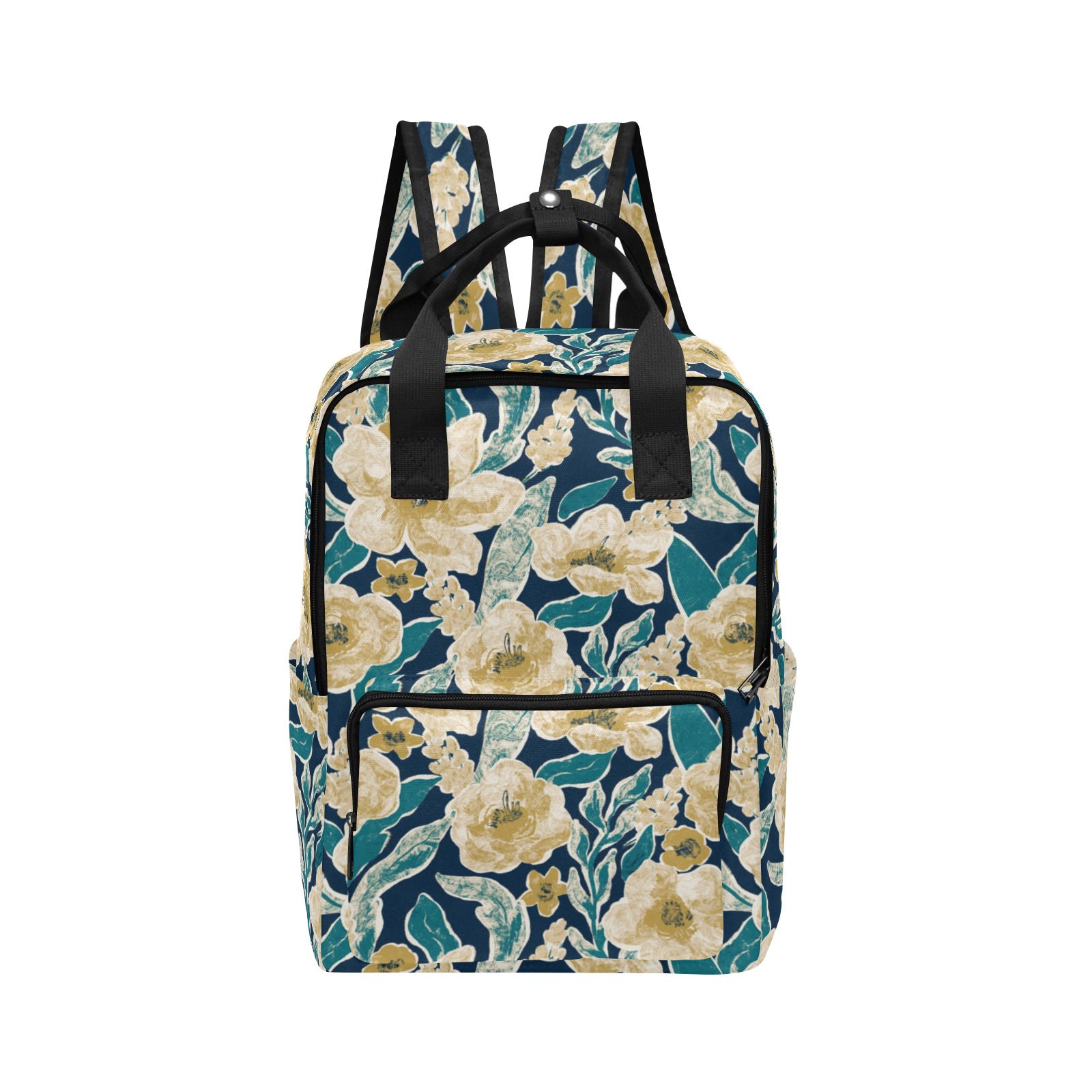 Painted Flowers Twin Handle Backpack (Model 1732)