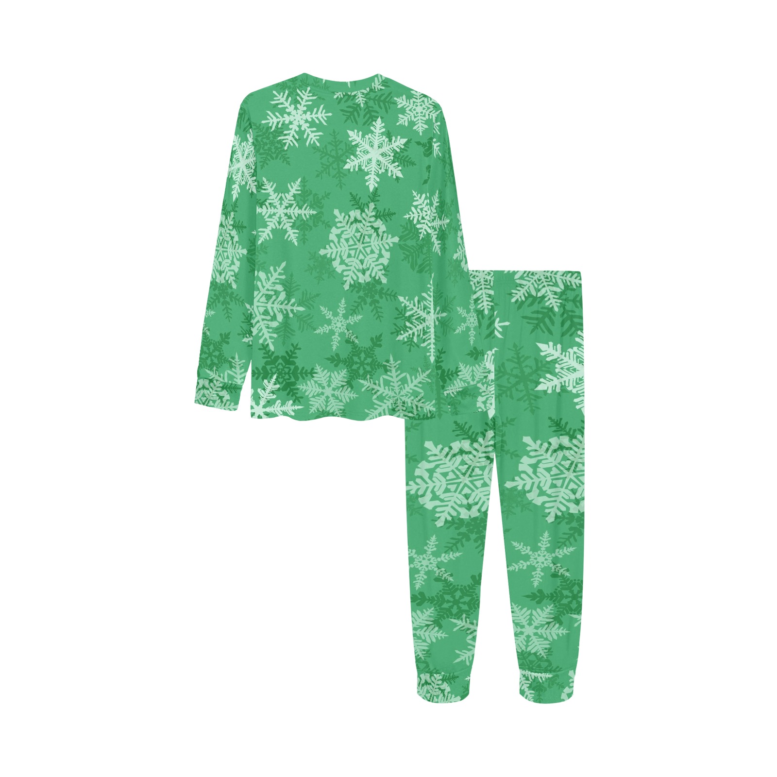Snowflakes Green Kids' All Over Print Pajama Set