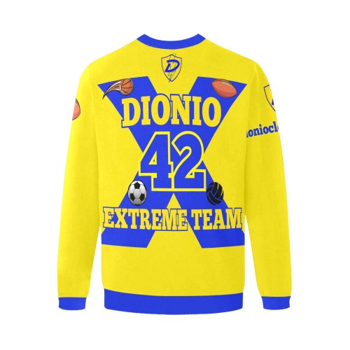 DIONIO Clothing - EXTREME TEAM Sweatshirt (Yellow & Blue) Men's Oversized Fleece Crew Sweatshirt (Model H18)