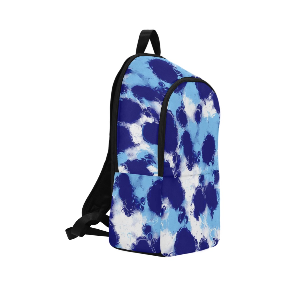 Light Blue, Navy and White Abstract Fabric Backpack for Adult (Model 1659)