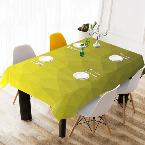 Yellow gradient geometric mesh pattern Cotton Linen Tablecloth 60"x120"