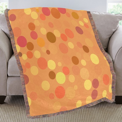Yellow and Orange Polka Dots Ultra-Soft Fringe Blanket 50"x60" (Mixed Green)
