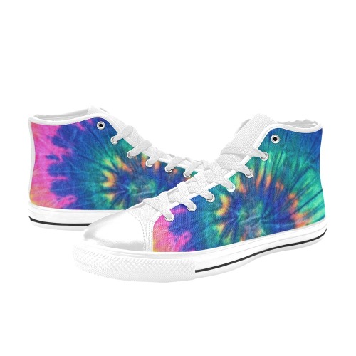 tye-dyed Men’s Classic High Top Canvas Shoes (Model 017)