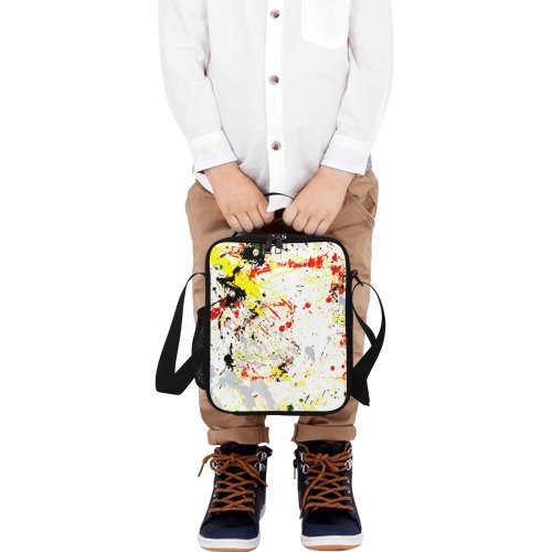 Yellow Paint Splatter Crossbody Lunch Bag for Kids (Model 1722)