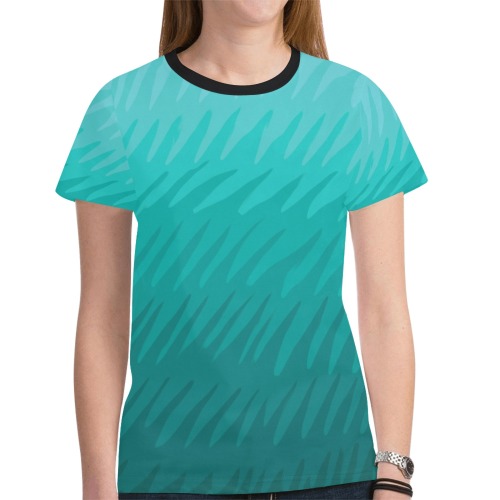 green wavespike New All Over Print T-shirt for Women (Model T45)