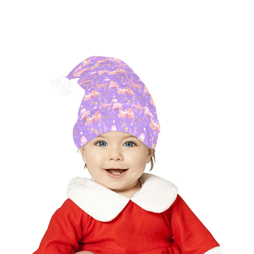 Pink and Purple and Gold Christmas Design Santa Hat