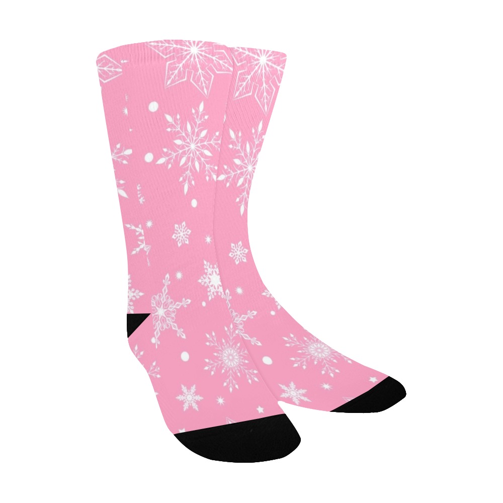 Snowflakes Pink Kids' Custom Socks