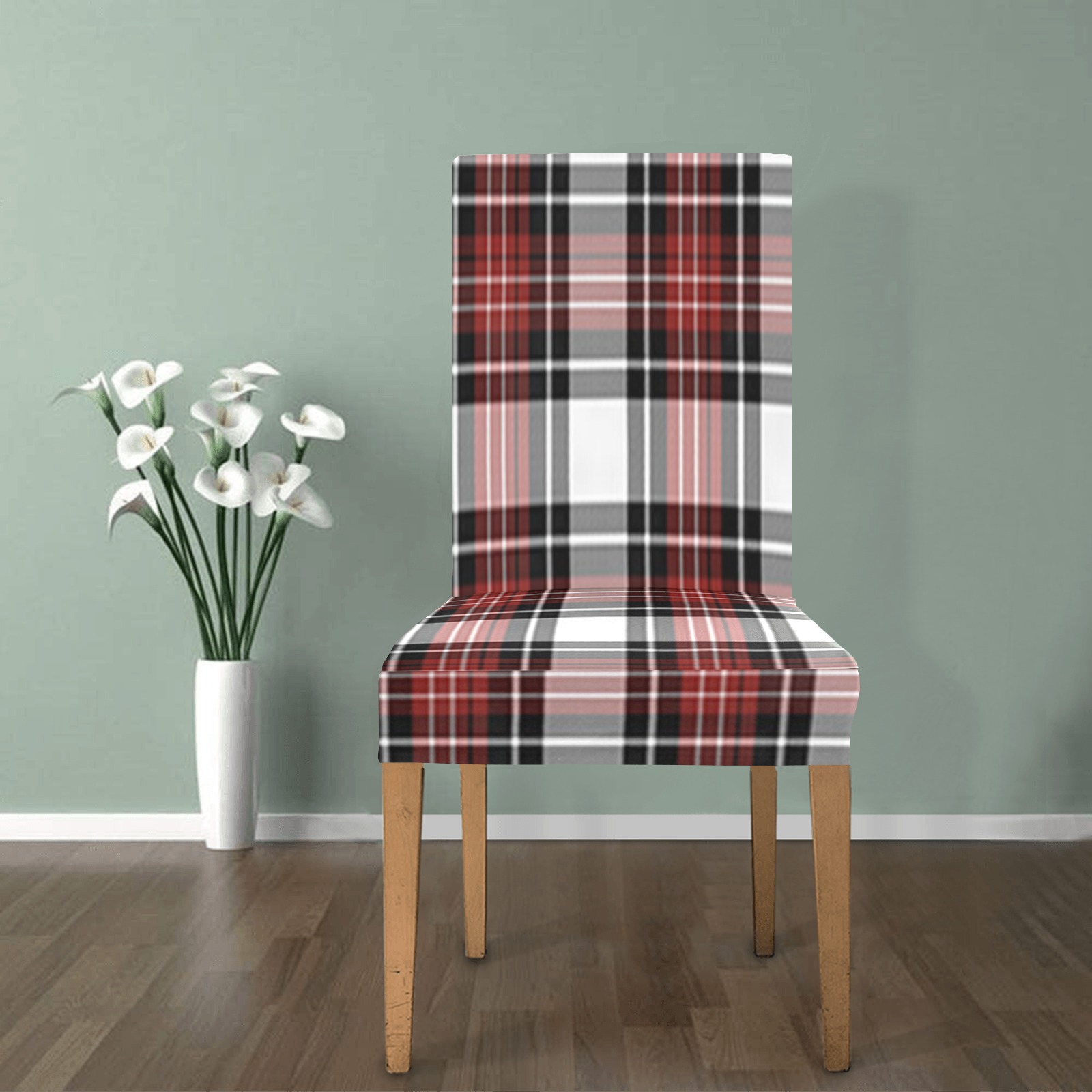 Red Black Plaid Chair Cover (Pack of 6)