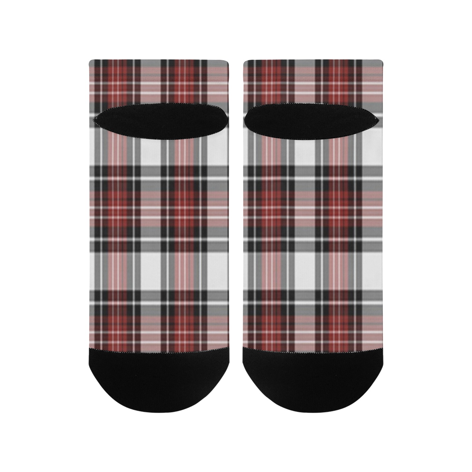 Red Black Plaid Men's Ankle Socks