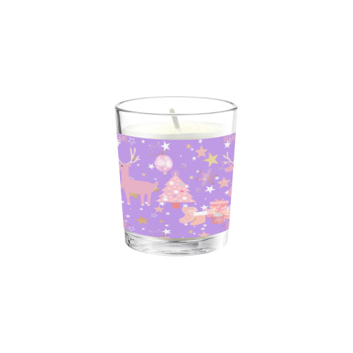 Pink and Purple and Gold Christmas Design Transparent Candle Cup (Jasmine)