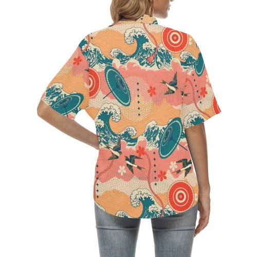 sparrow 3 All Over Print Hawaiian Shirt for Women (Model T58)