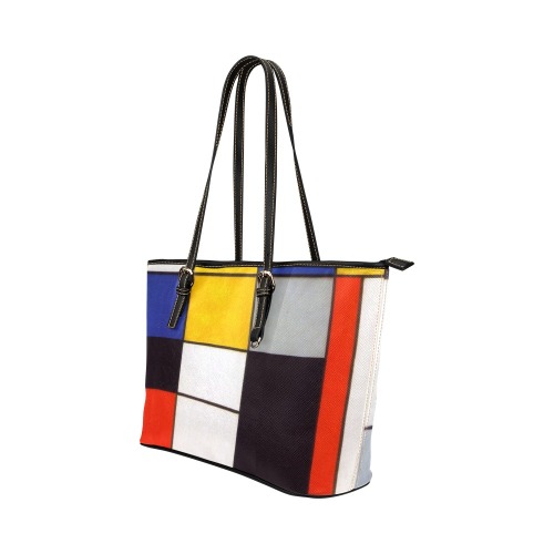 Composition A by Piet Mondrian Leather Tote Bag/Large (Model 1651)