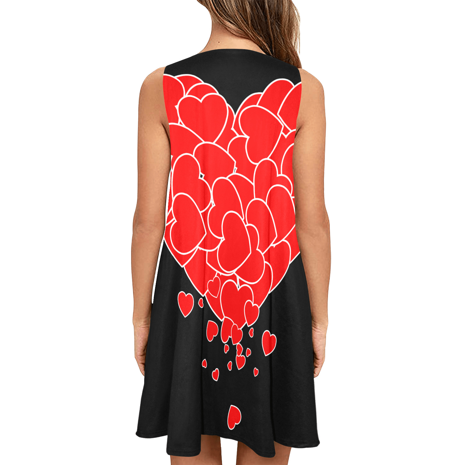 Valentine's Day - Heart Of Hearts Sleeveless A-Line Pocket Dress (Model D57)
