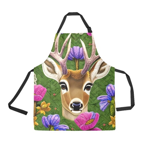 Boho Aesthetic Deer Simulated Quilt Artwork All Over Print Apron