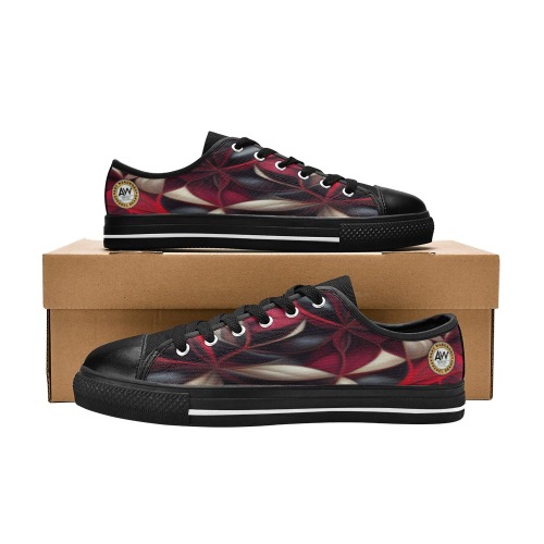 red, black and cream pattern Women's Classic Canvas Shoes (Model 018)