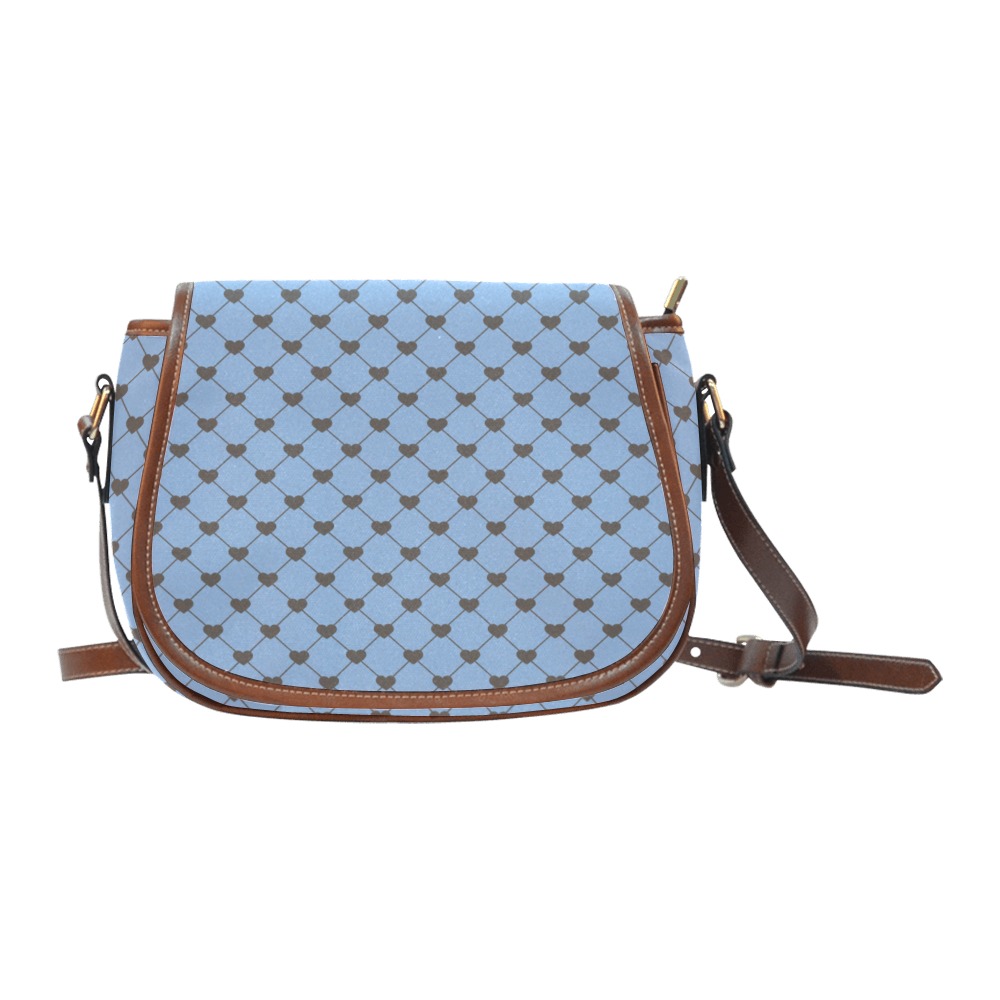 Blue with Brown Hearts Saddle Bag/Large (Model 1649)