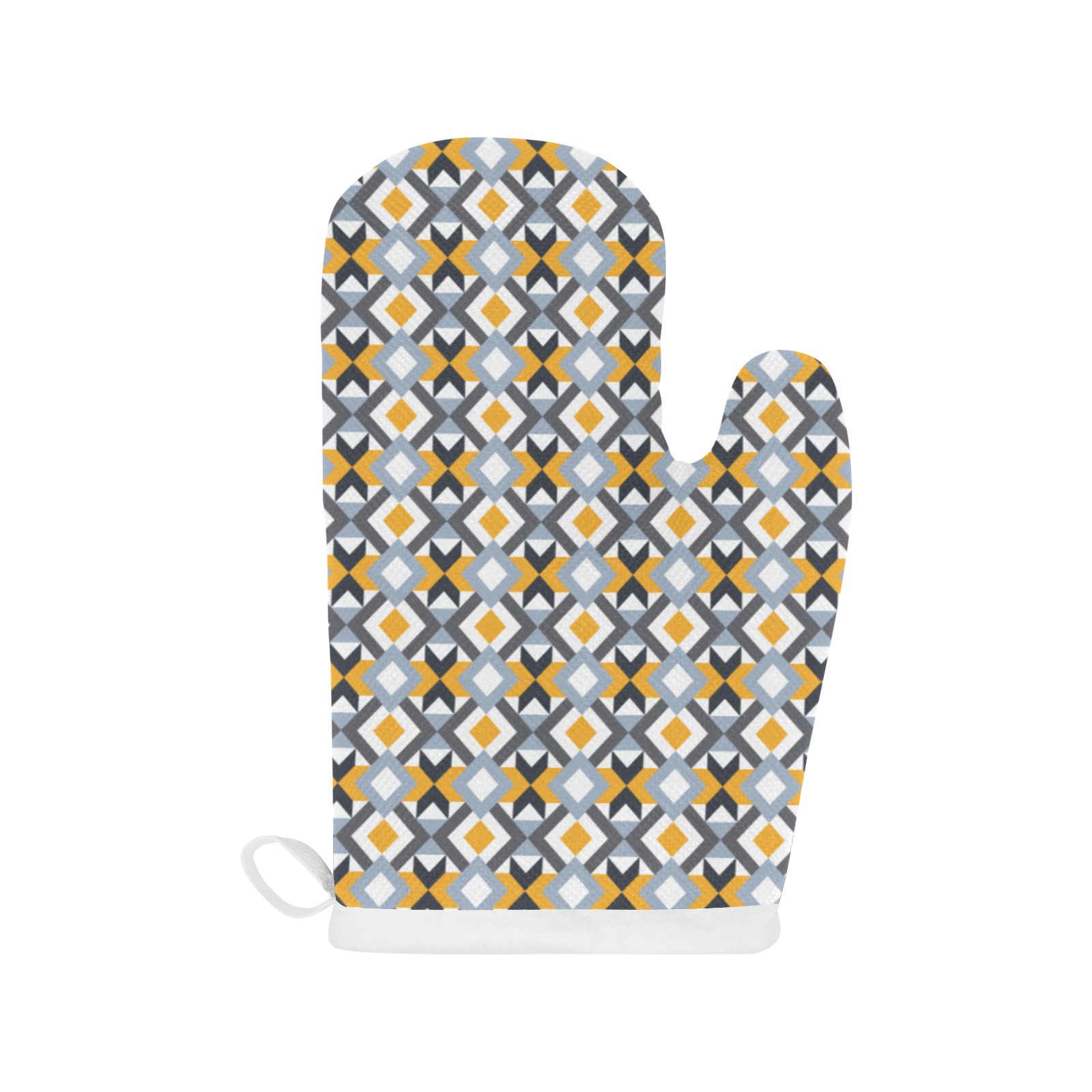 Retro Angles Abstract Geometric Pattern Linen Oven Mitt (Two Pieces)