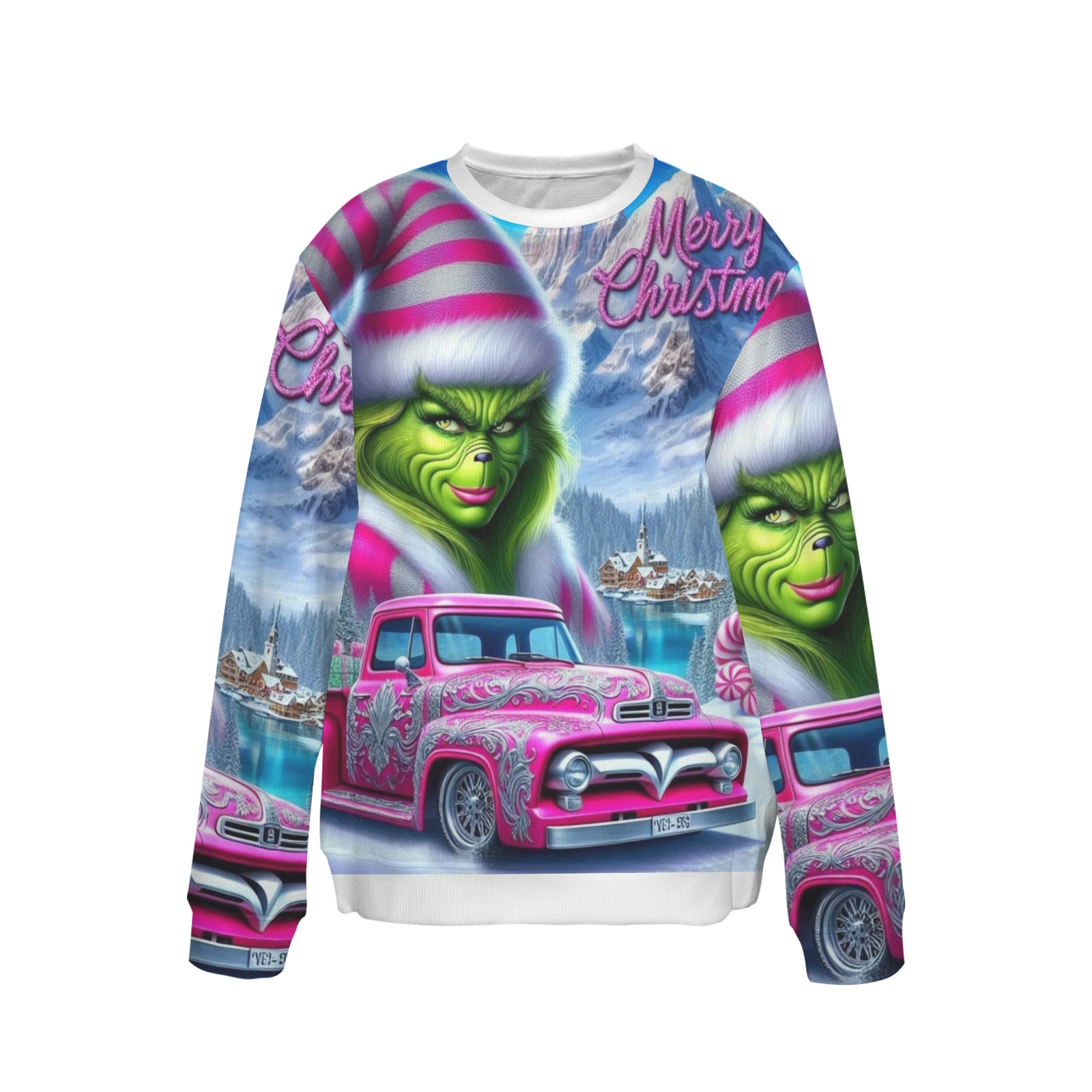 grinchy All Over Print Ribbed Sweatshirt