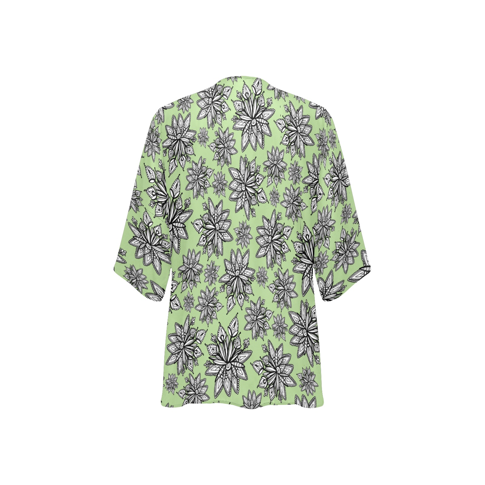 Creekside Floret pattern mint Women's Kimono Chiffon Cover Ups (Model H51)