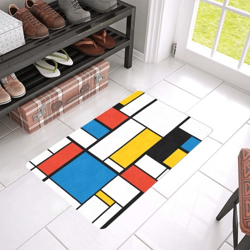 Mondrian De Stijl Modern Doormat 24"x16" (Black Base)