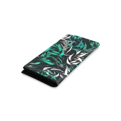 Greenish leaf paint 1 Women's Leather Wallet (Model 1611)