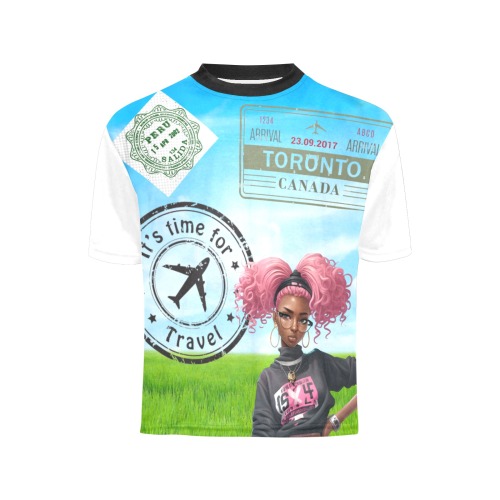 TRAVEL SETS t shirt Big Girls' All Over Print Crew Neck T-Shirt (Model T40-2)