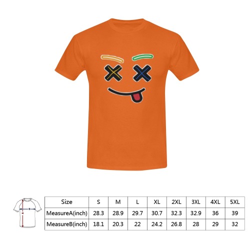 X Face DW Orange Tee Men's T-Shirt in USA Size (Front Printing Only)