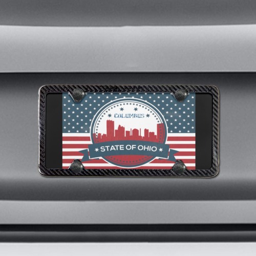 Columbus Ohio Retro American Flag Custom License Plate