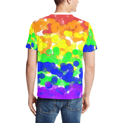 Gay Pride Bokeh Men's All Over Print T-Shirt (Solid Color Neck) (Model T63)