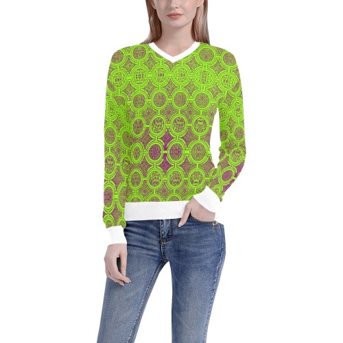 AFRICAN PRINT PATTERN 2 Women's All Over Print V-Neck Sweater (Model H48)