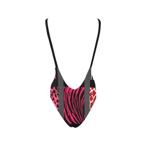 Red Mixed Animal Print Sexy Low Back One-Piece Swimsuit (Model S09)