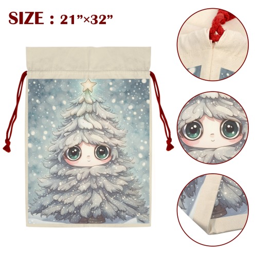 Little Christmas Tree 3 Pack Santa Claus Drawstring Bags (Two Sides Printing)