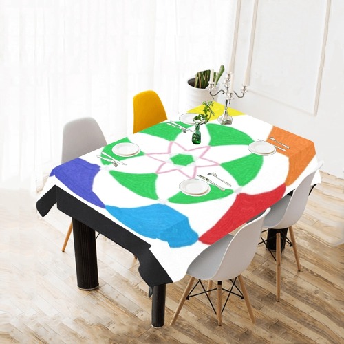 Flower of life Cotton Linen Tablecloth 52"x 70"