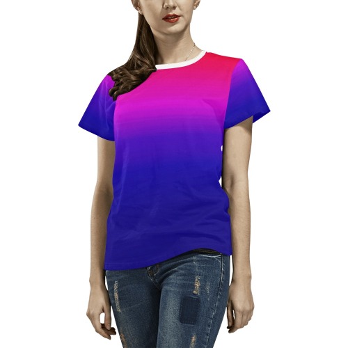 pink and blue All Over Print T-Shirt for Women (USA Size) (Model T40)