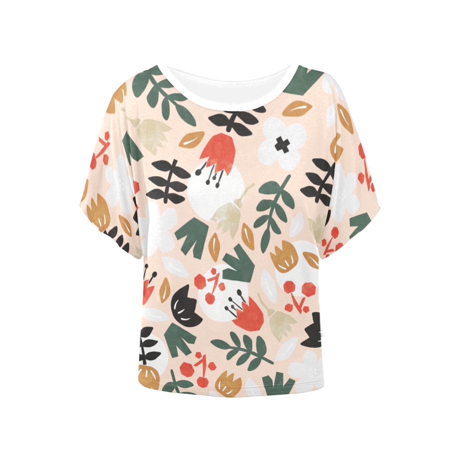 Modern floral shapes 71 Women's Batwing-Sleeved Blouse T shirt (Model T44)