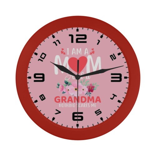I Am A Mom And A Grandma (Red) Circular Plastic Wall clock