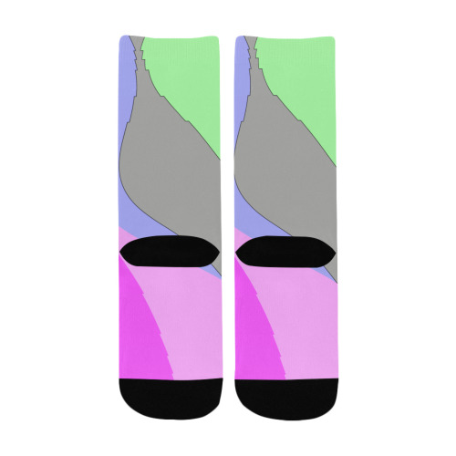 Abstract 703 - Retro Groovy Pink And Green Custom Socks for Kids