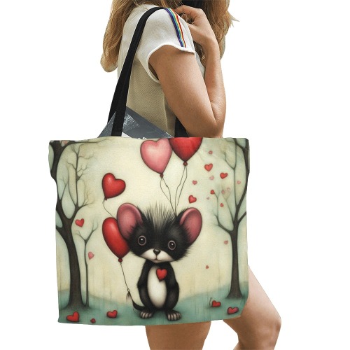 Skunk Love 2 All Over Print Canvas Tote Bag/Large (Model 1699)