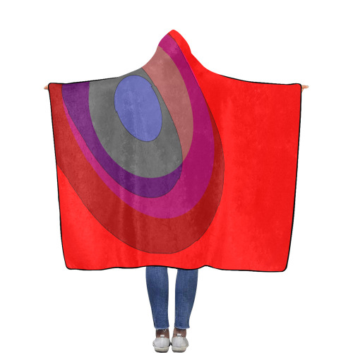 Red Abstract 714 Flannel Hooded Blanket 56''x80''
