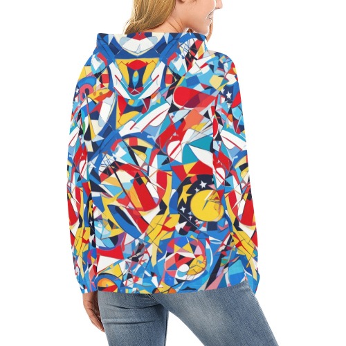 Positive colorful geometrical modernist art. All Over Print Hoodie for Women (USA Size) (Model H13)
