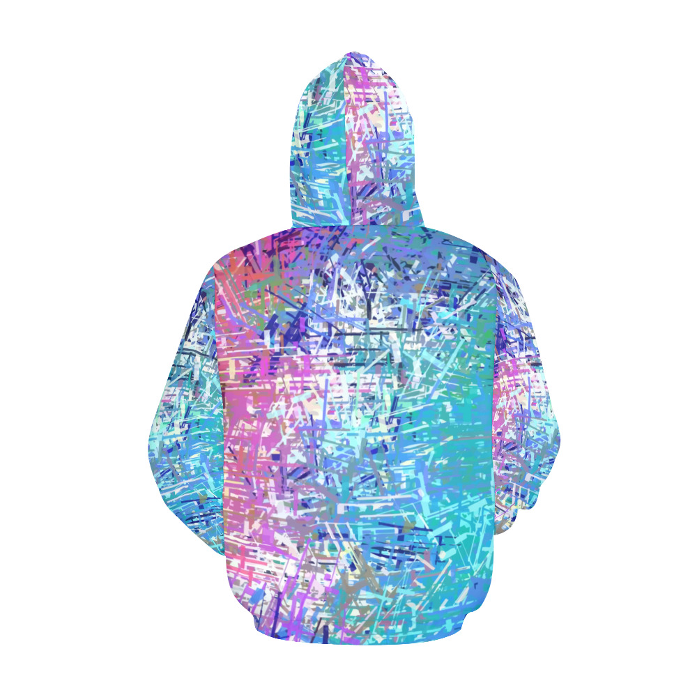 Grunge Urban Graffiti Pink Turquoise Paint Splatter Texture All Over Print Hoodie for Women (USA Size) (Model H13)