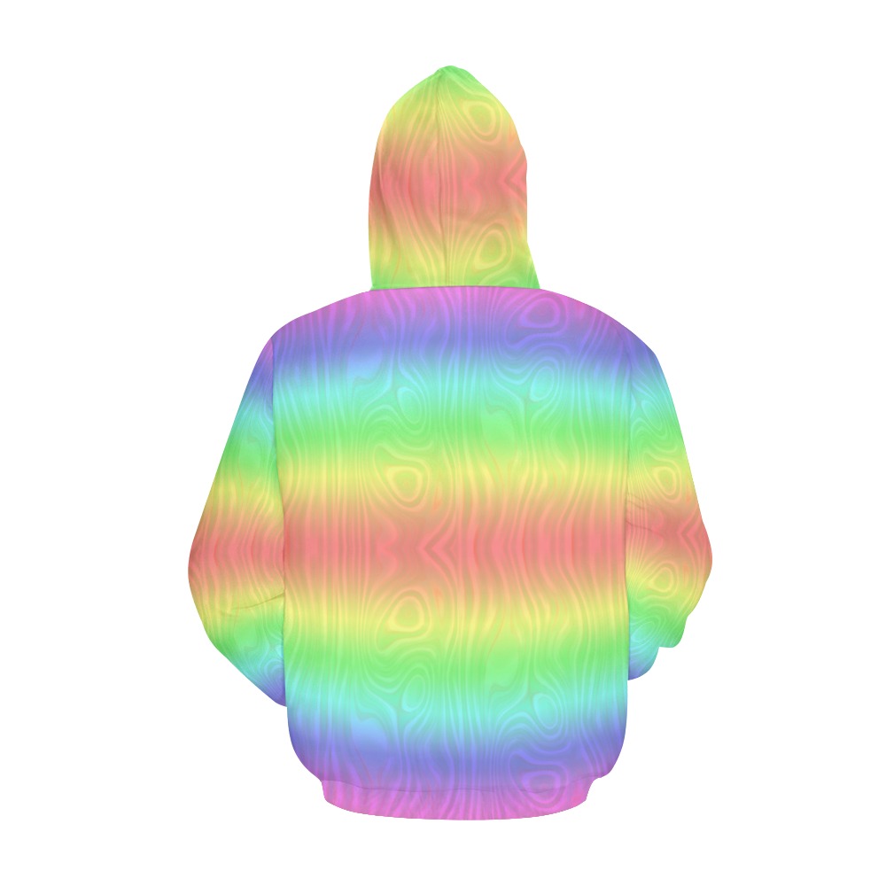 Groovy Pastel Rainbows All Over Print Hoodie for Women (USA Size) (Model H13)
