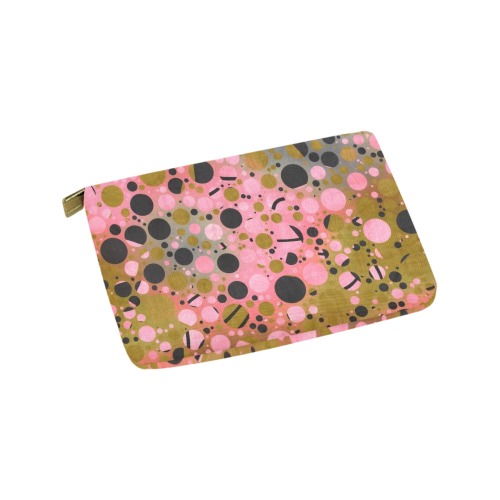 Dots in the abstract pink and brown Carry-All Pouch 9.5''x6''