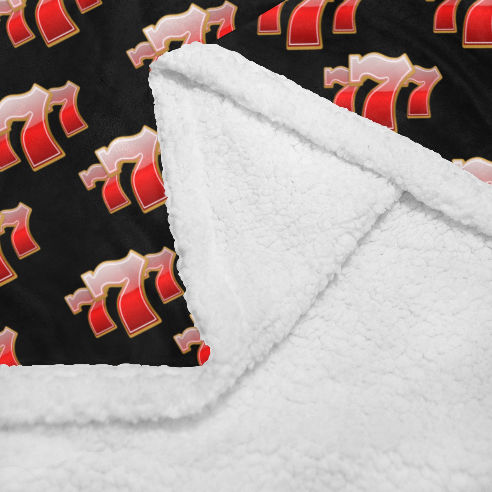 Las Vegas Lucky Sevens 777 on Black Double Layer Short Plush Blanket 50"x60"