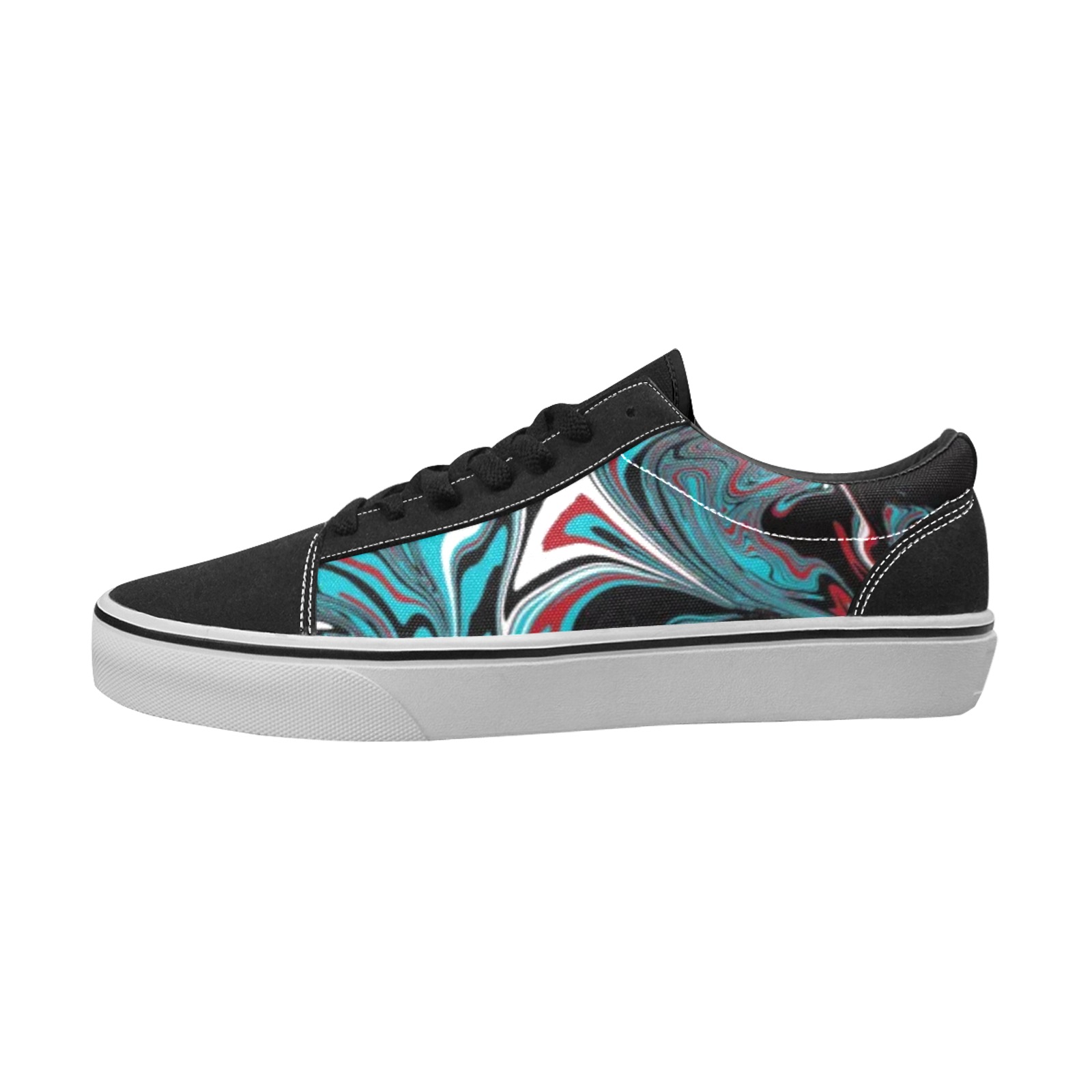 Dark Wave of Colors Men's Low Top Skateboarding Shoes (Model E001-2)