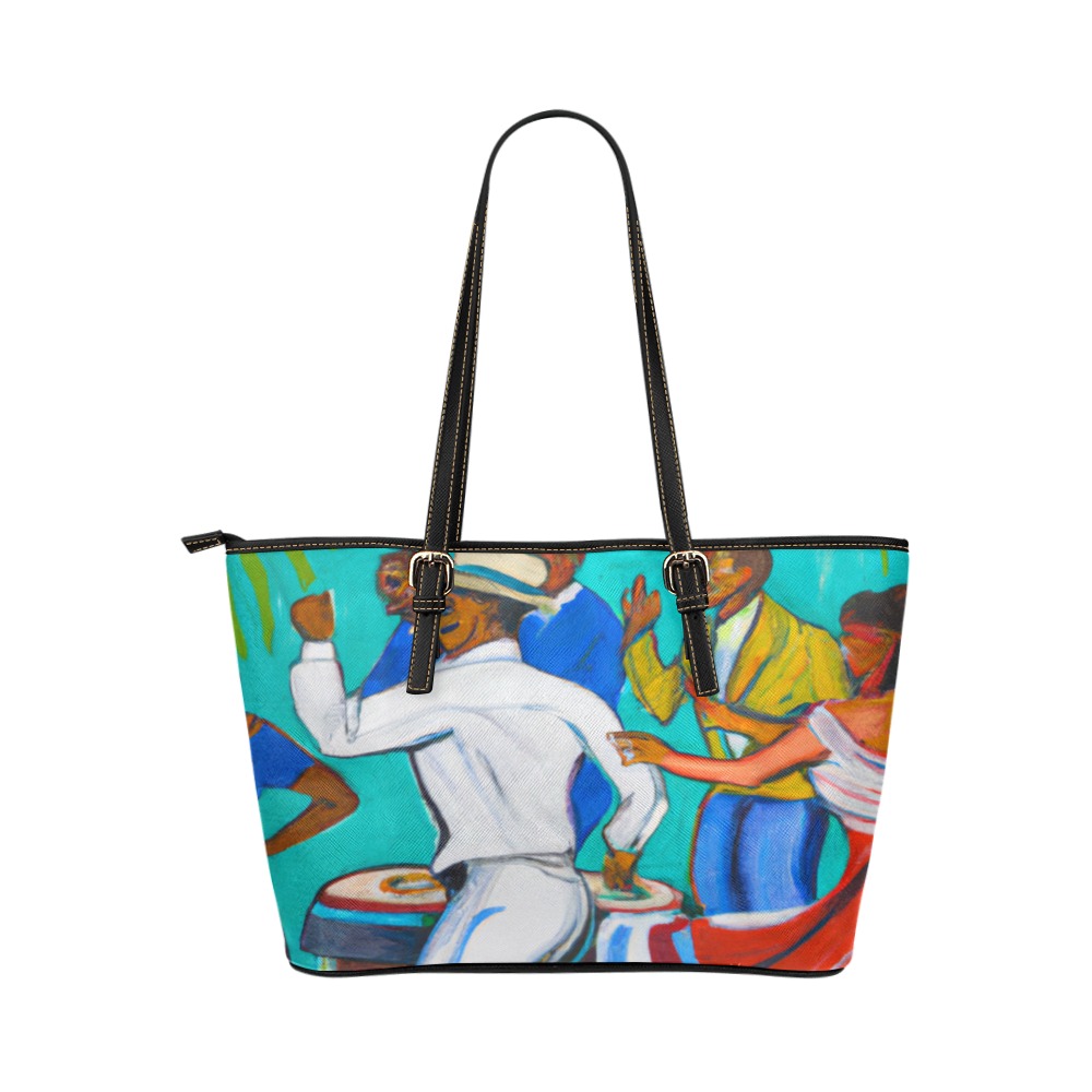 Dance Party Leather Tote Bag/Large (Model 1651)
