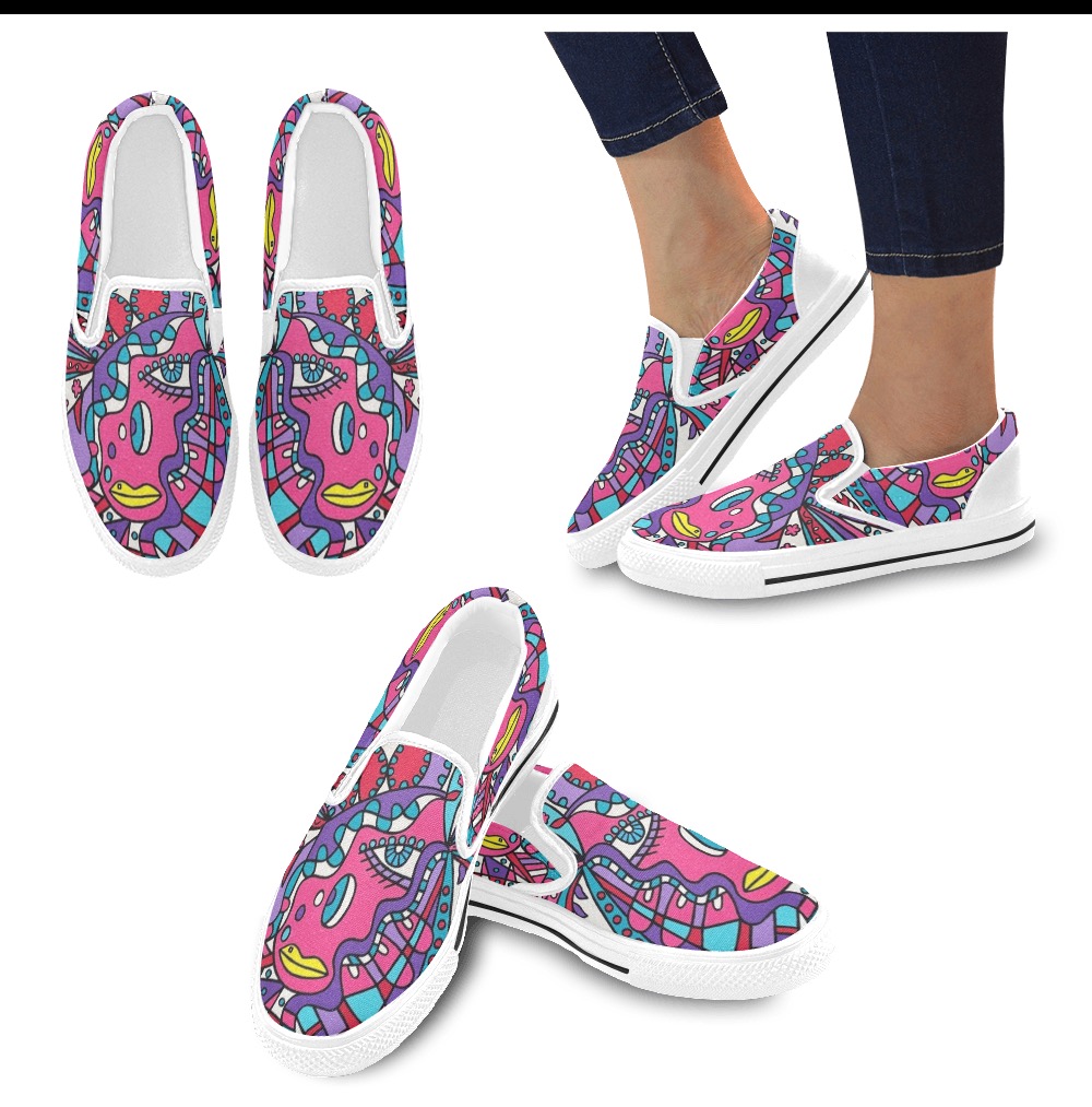 Tickled Women's Slip-on Canvas Shoes (Model 019)