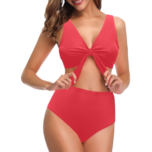 Red Christmas Chest Bowknot Bikini Swimsuit (Model S33)